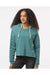 MV Sport W23101 Womens Angel Fleece Crop Hooded Sweatshirt Hoodie Mallard Green Model Front