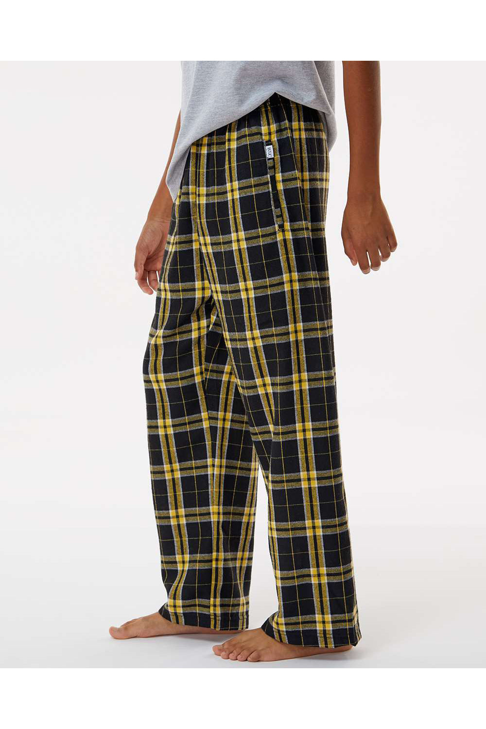 Boxercraft BY6624 Youth Flannel Pants Black/Gold Model Side