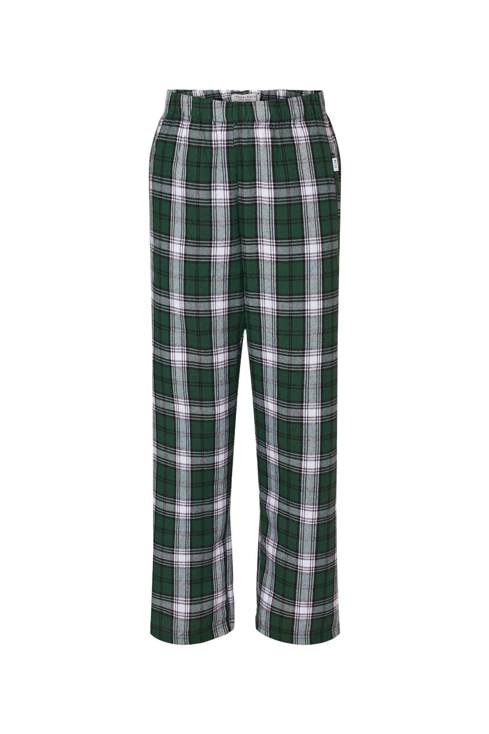 Boxercraft BY6624 Youth Flannel Pants Green/White Flat Front