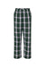 Boxercraft BY6624 Youth Flannel Pants Green/White Flat Front