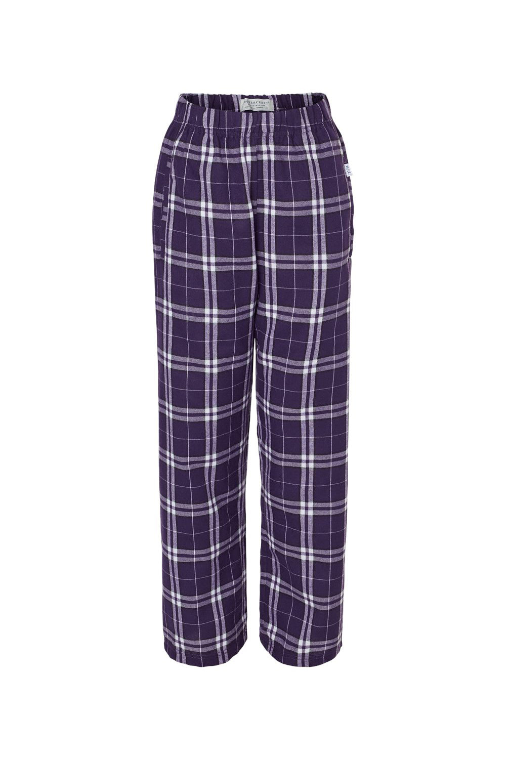 Boxercraft BY6624 Youth Flannel Pants Purple/White Flat Front