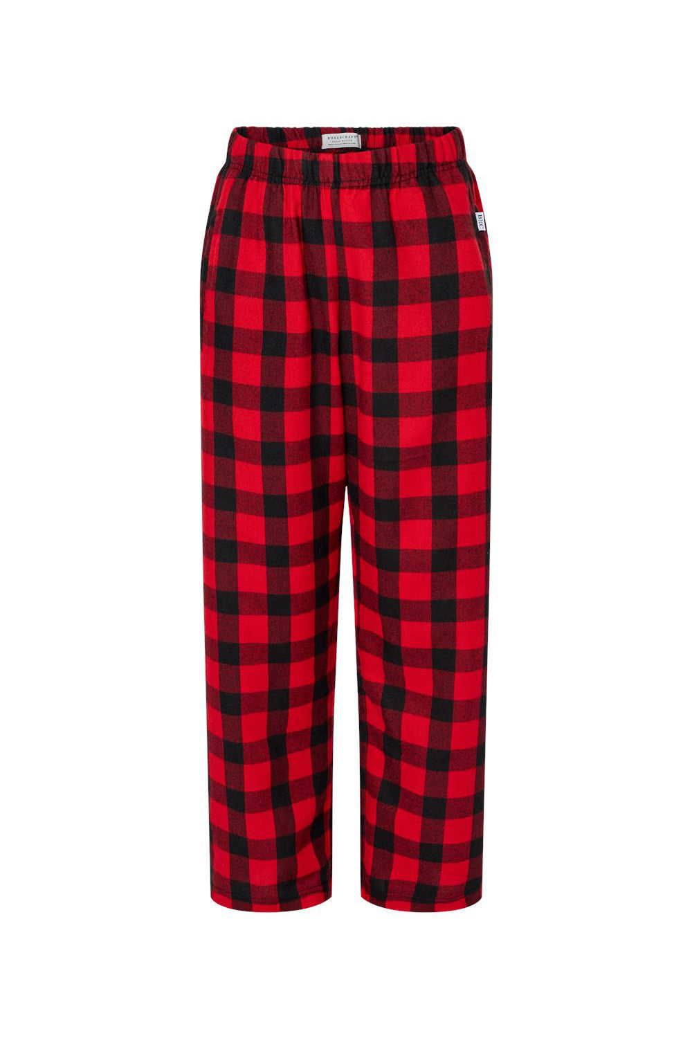 Boxercraft BY6624 Youth Flannel Pants Red/Black Buffalo Flat Front