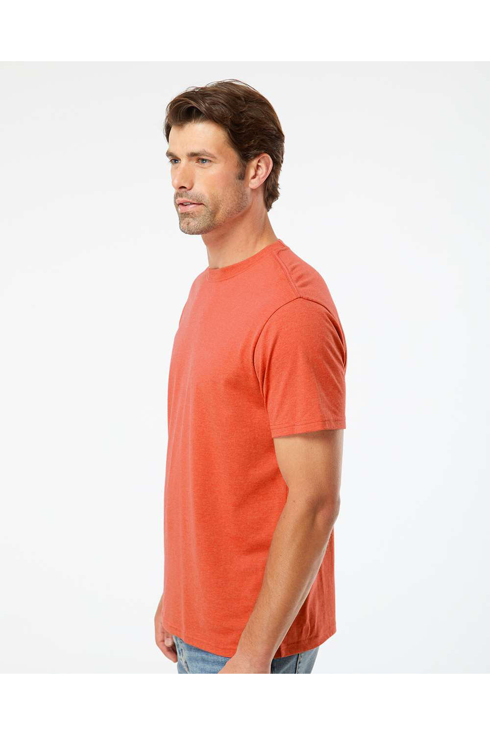 Kastlfel 2010 Mens RecycledSoft Short Sleve Crewneck T-Shirt Orange Model Side