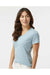 Kastlfel 2011 Womens RecycledSoft Short Sleeve V-Neck T-Shirt Ice Blue Model Side