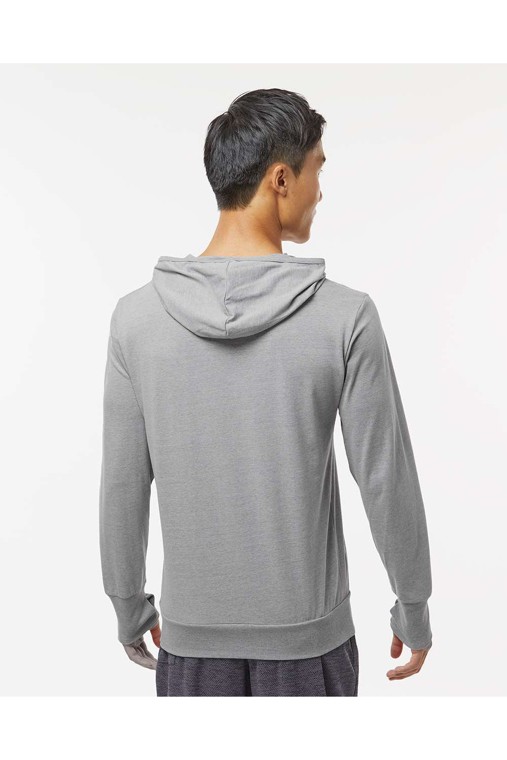 Kastlfel 4022 Mens RecycledSoft Hooded Long Sleeve T-Shirt Hoodie Steel Grey Model Back