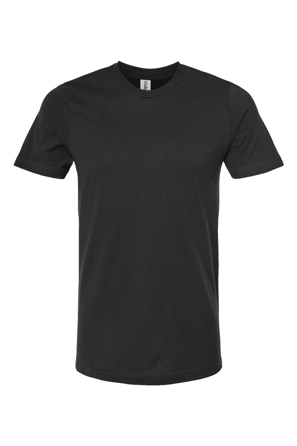 Tultex 602 Mens Short Sleeve Crewneck T-Shirt Black Flat Front