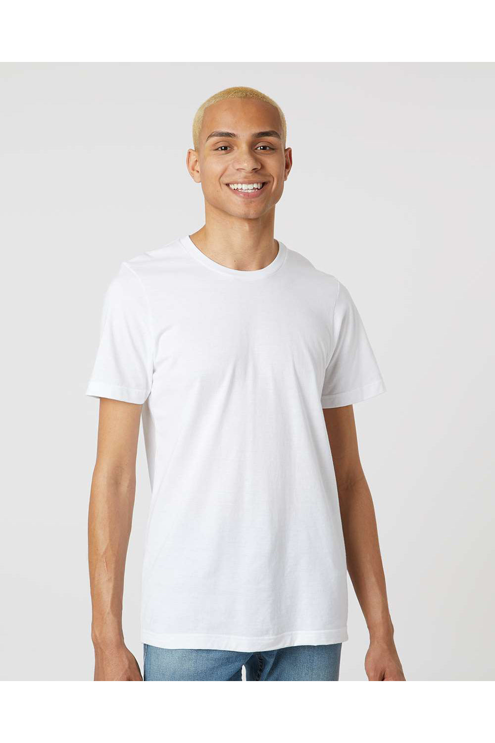 Tultex 602 Mens Short Sleeve Crewneck T-Shirt White Model Front