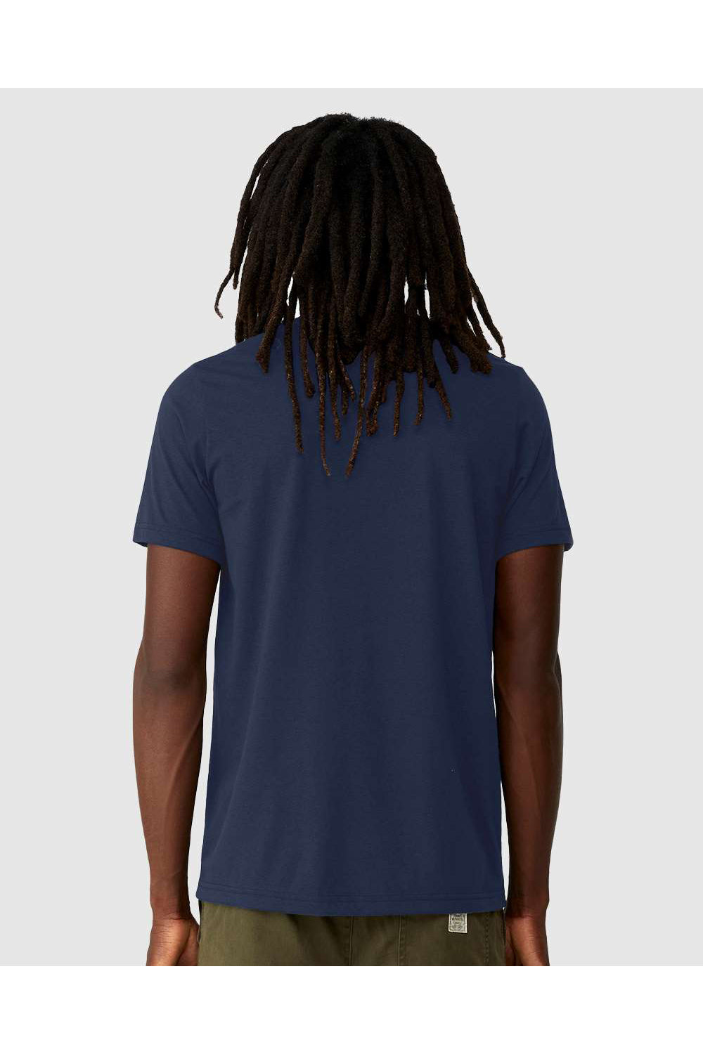 Bella + Canvas 3001ECO Mens EcoMax Short Sleeve Crewneck T-Shirt Navy Blue Model Back