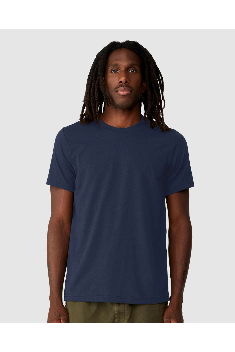 Bella + Canvas 3001ECO Mens EcoMax Short Sleeve Crewneck T-Shirt Navy Blue Model Front