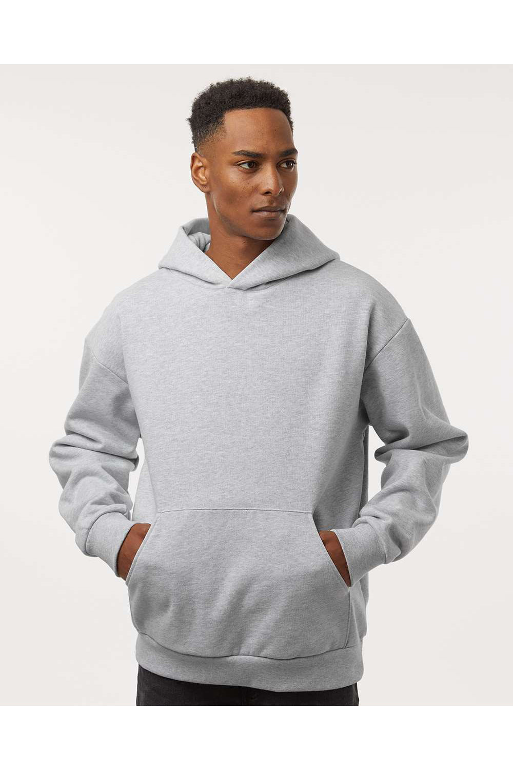 Independent Trading Co. Mens Mainstreet Hooded Sweatshirt Hoodie w Pouch Pocket Heather Grey