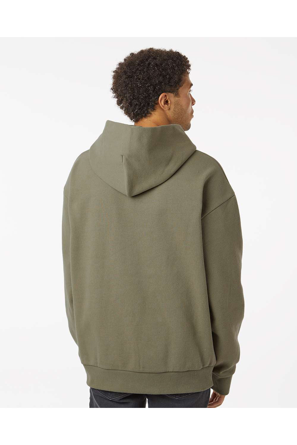 Independent Trading Co. IND420XD Mens Mainstreet Hooded Sweatshirt Hoodie Olive Green Model Back