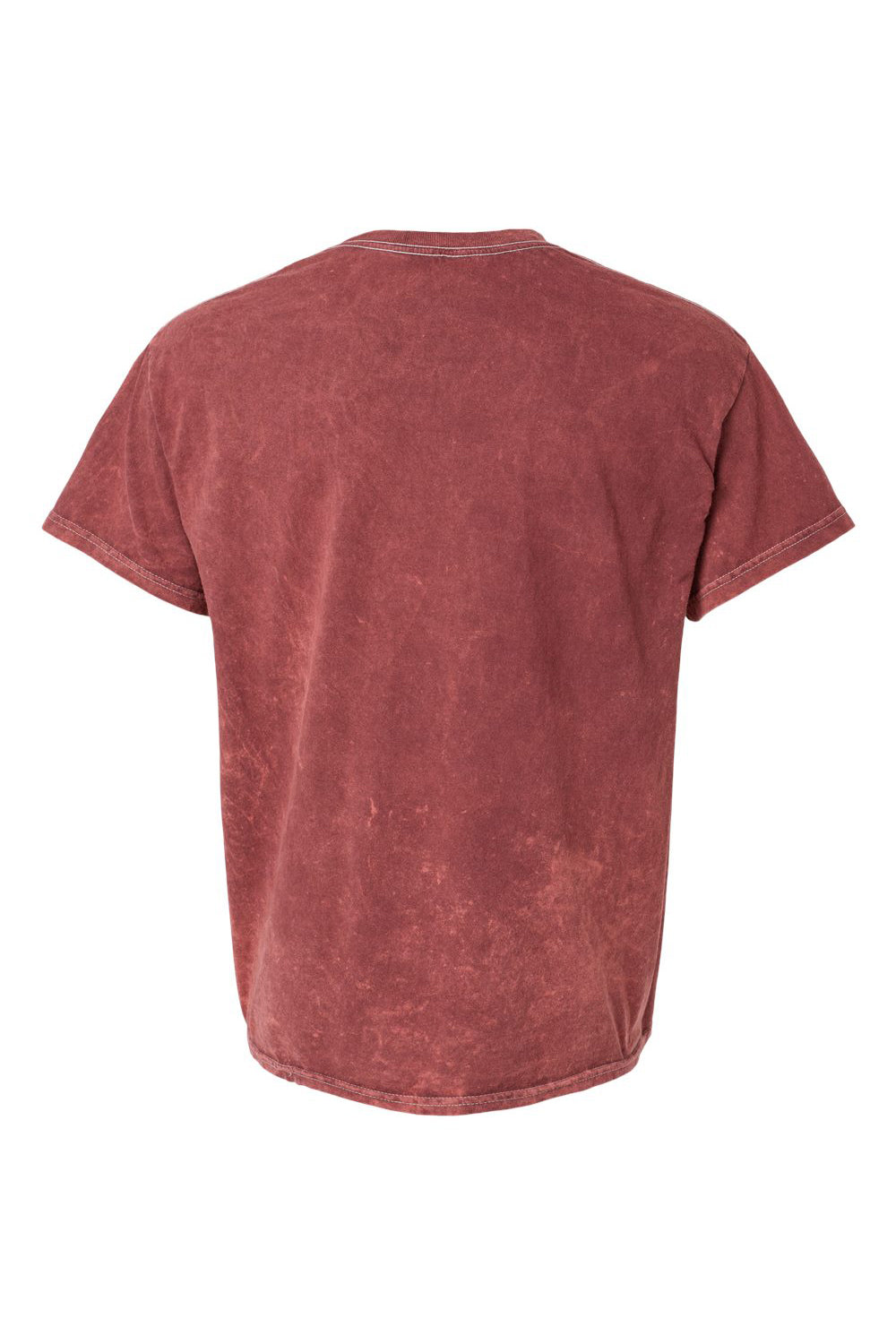 Dyenomite 200MW Mens Mineral Wash Short Sleeve Crewneck T-Shirt Crimson Red Flat Back