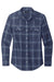 Port Authority LW672 Womens Ombre Plaid Long Sleeve Button Down Shirt w/ Double Pockets True Navy Blue Flat Front