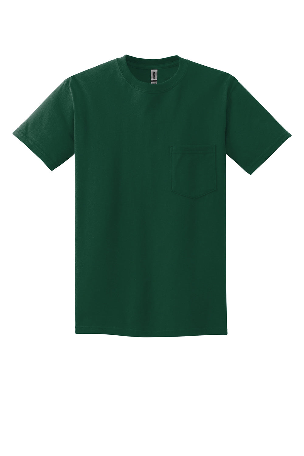 Gildan 2300/G230 Mens Ultra Short Sleeve Crewneck T-Shirt w/ Pocket Forest Green Flat Front