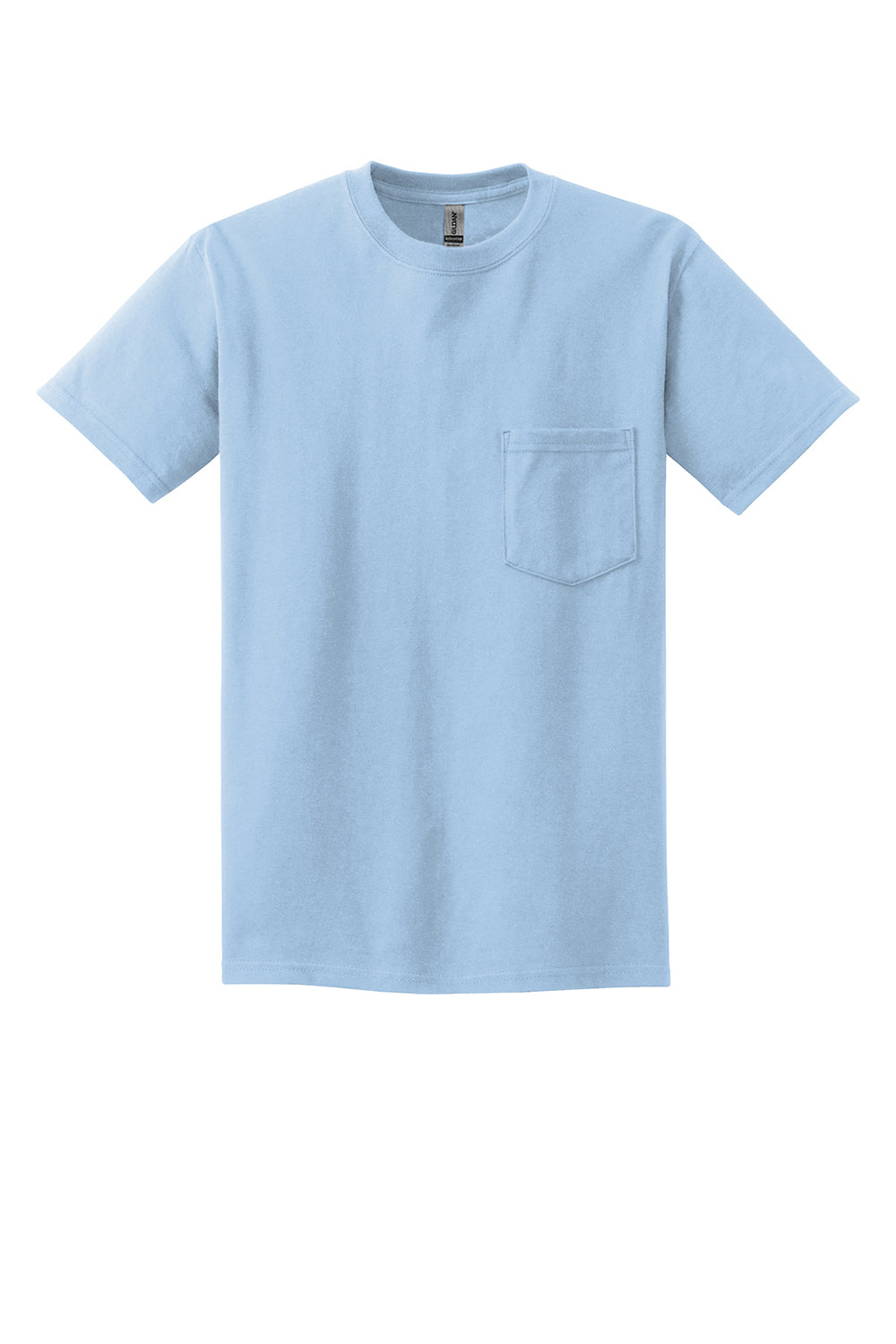 Gildan 2300/G230 Mens Ultra Short Sleeve Crewneck T-Shirt w/ Pocket Light Blue Flat Front