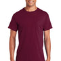 Gildan Mens Ultra Short Sleeve Crewneck T-Shirt w/ Pocket - Maroon - Closeout