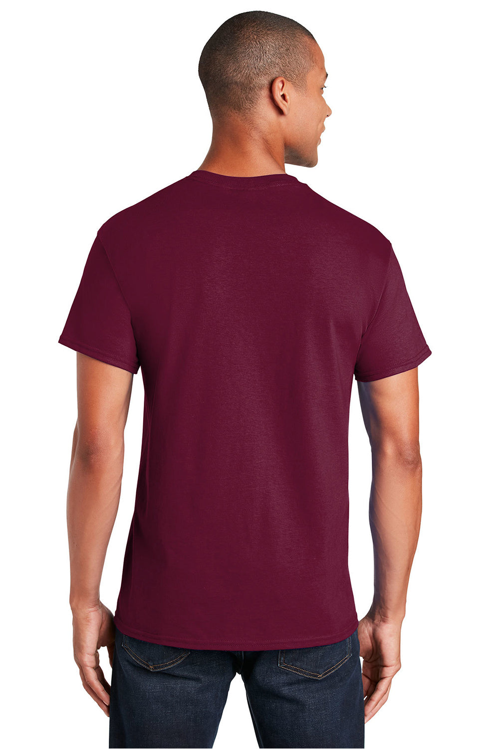 Gildan 2300/G230 Mens Ultra Short Sleeve Crewneck T-Shirt w/ Pocket Maroon Model Back