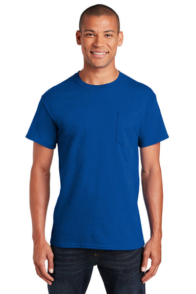 Gildan 2300/G230 Mens Ultra Short Sleeve Crewneck T-Shirt w/ Pocket Royal Blue Model Front