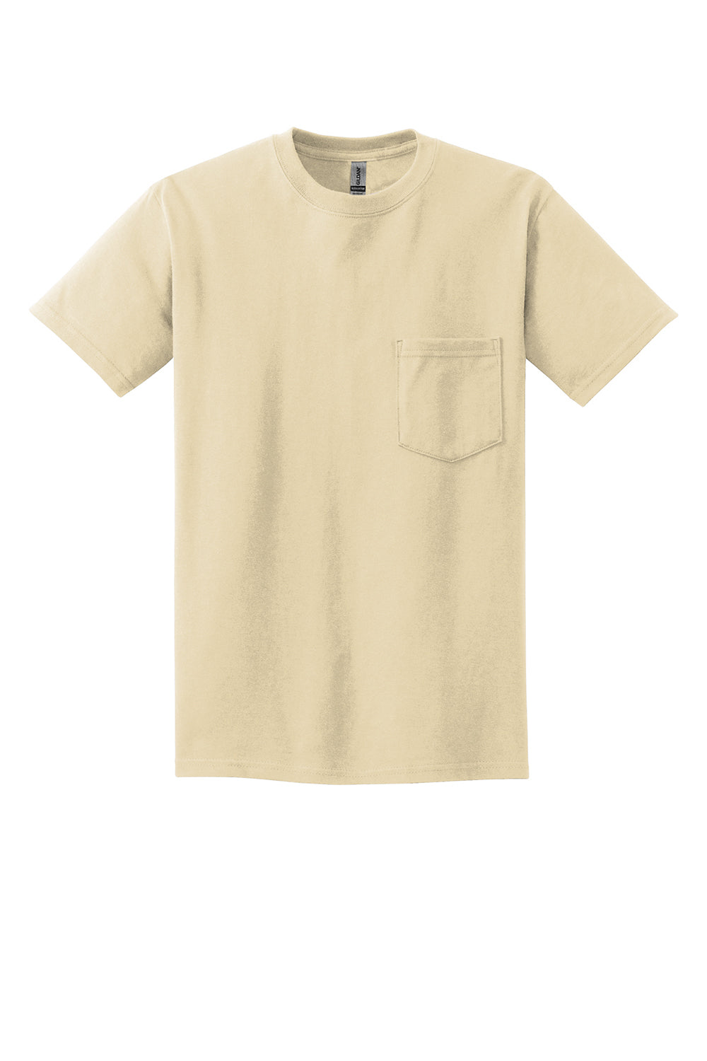 Gildan 2300/G230 Mens Ultra Short Sleeve Crewneck T-Shirt w/ Pocket Sand Flat Front