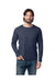 Alternative 1170CV Mens Go-To CVC Long Sleeve Crewneck T-Shirt Heather Midnight Navy Blue Model Front