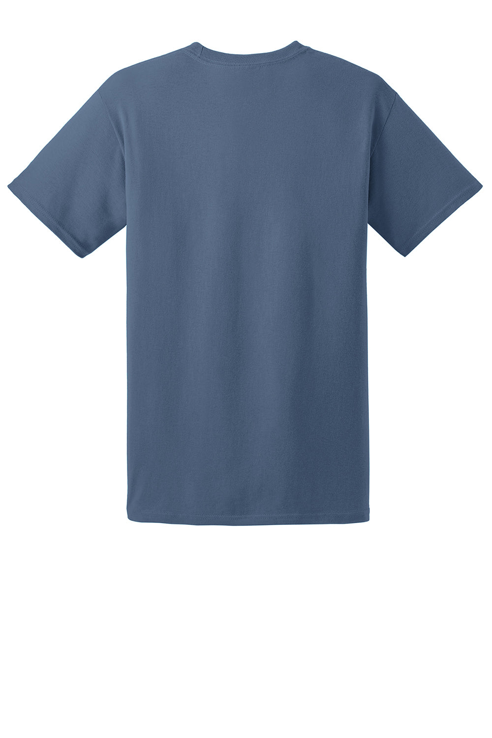 Hanes 5170 Mens EcoSmart Short Sleeve Crewneck T-Shirt Denim Blue Flat Back