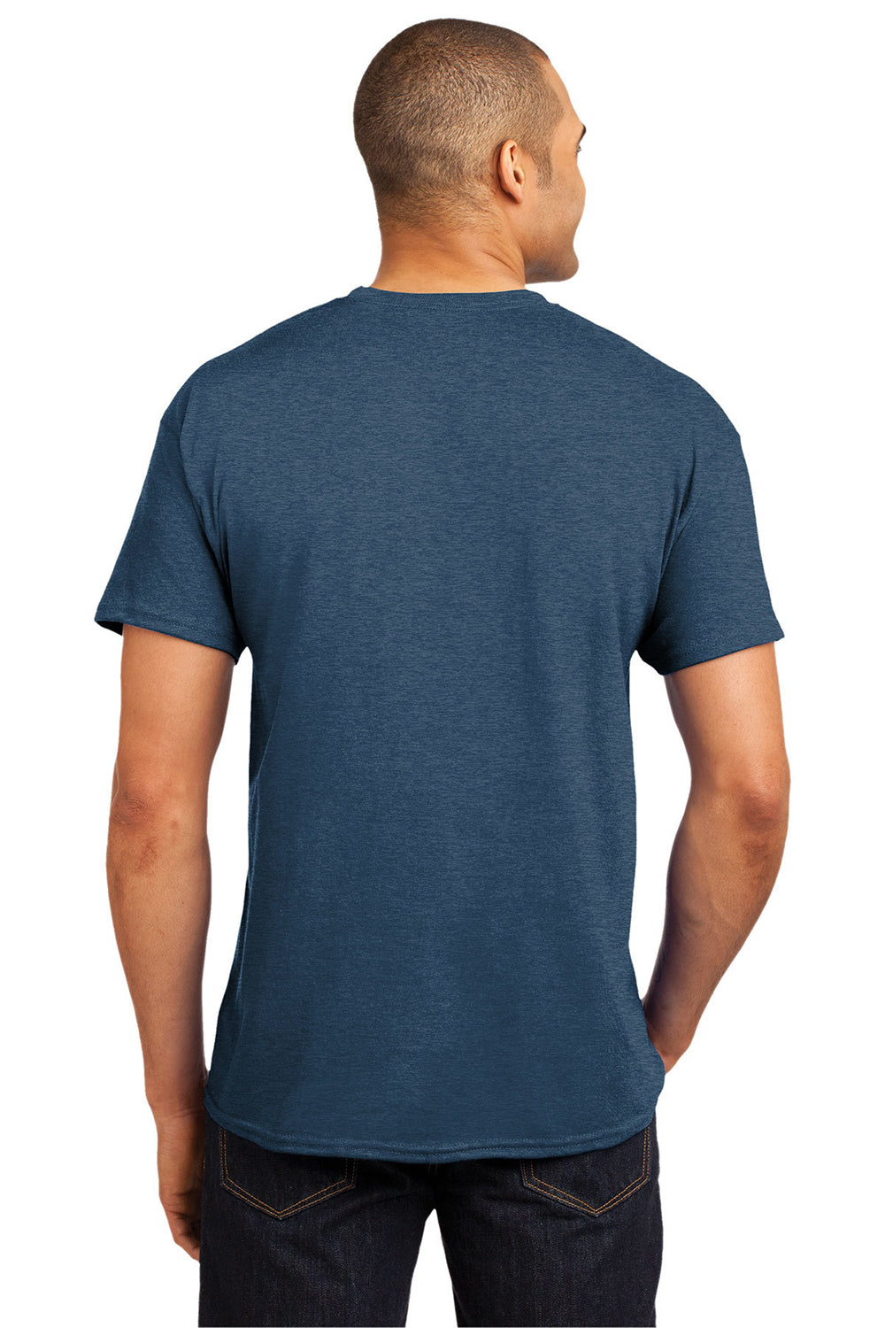 Hanes 5170 Mens EcoSmart Short Sleeve Crewneck T-Shirt Heather Blue Model Back