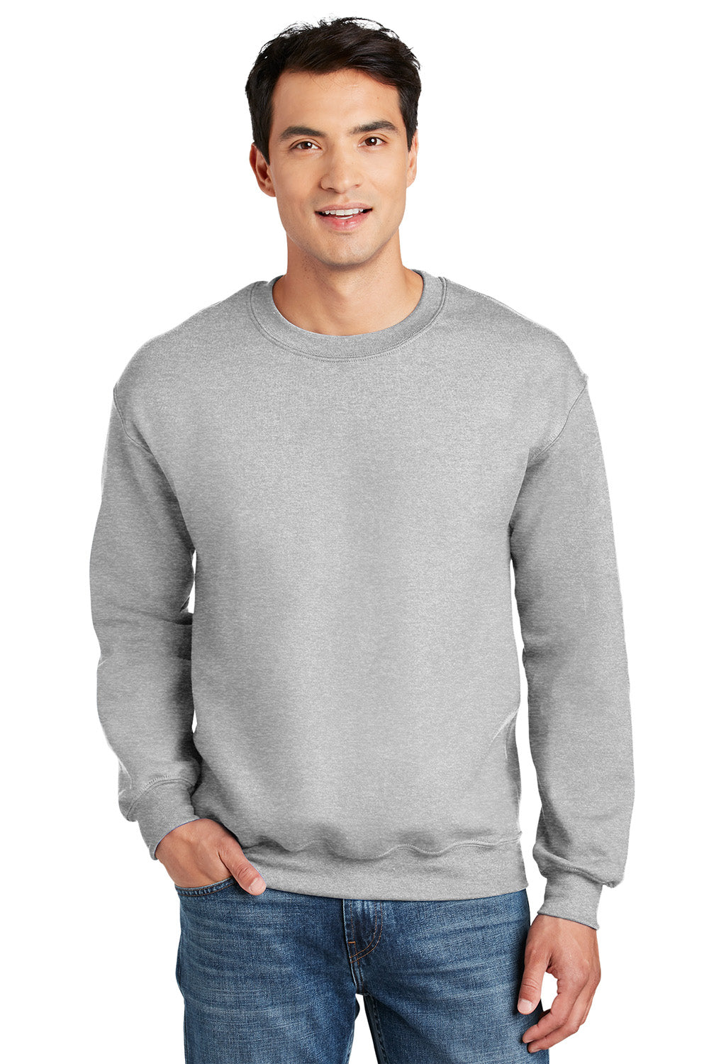 Gildan 12000/G120 Mens DryBlend Moisture Wicking Fleece Crewneck Sweatshirt Ash Grey Model Front