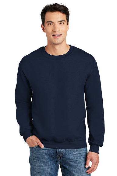 Gildan 12000/G120 Mens DryBlend Moisture Wicking Fleece Crewneck Sweatshirt Navy Blue Model Front