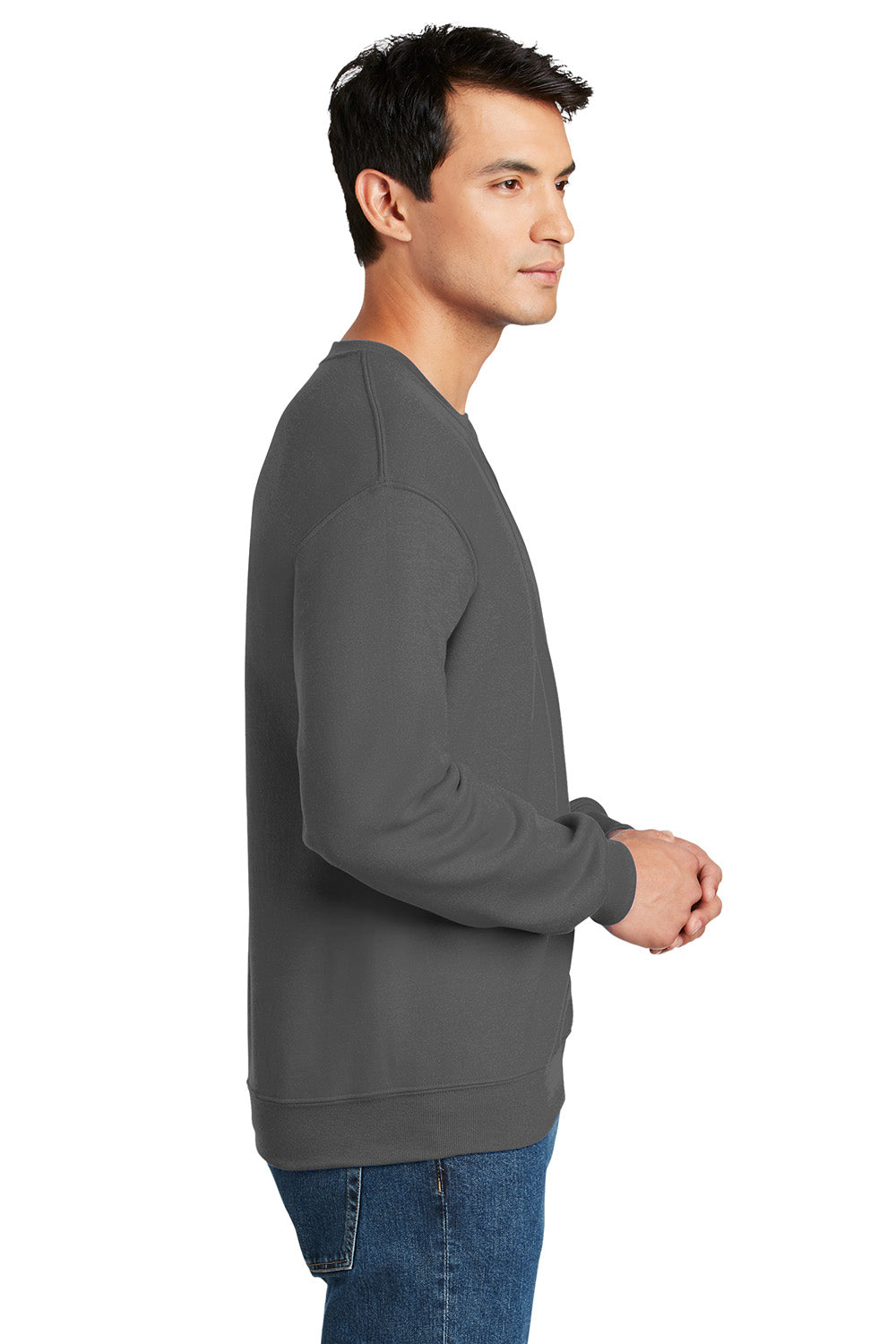 Gildan 12000/G120 Mens DryBlend Moisture Wicking Fleece Crewneck Sweatshirt Charcoal Grey Model Side