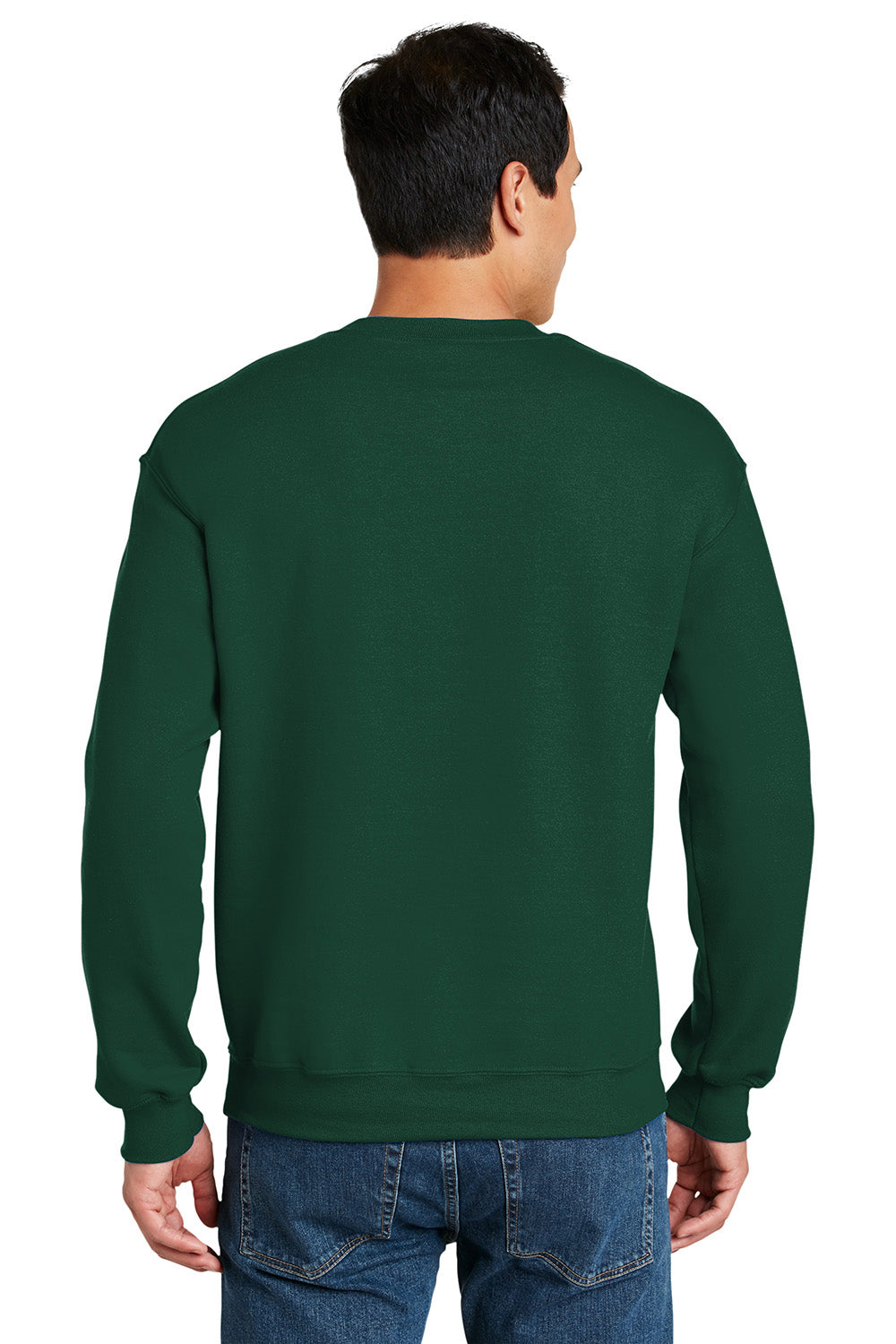 Gildan 12000/G120 Mens DryBlend Moisture Wicking Fleece Crewneck Sweatshirt Forest Green Model Back