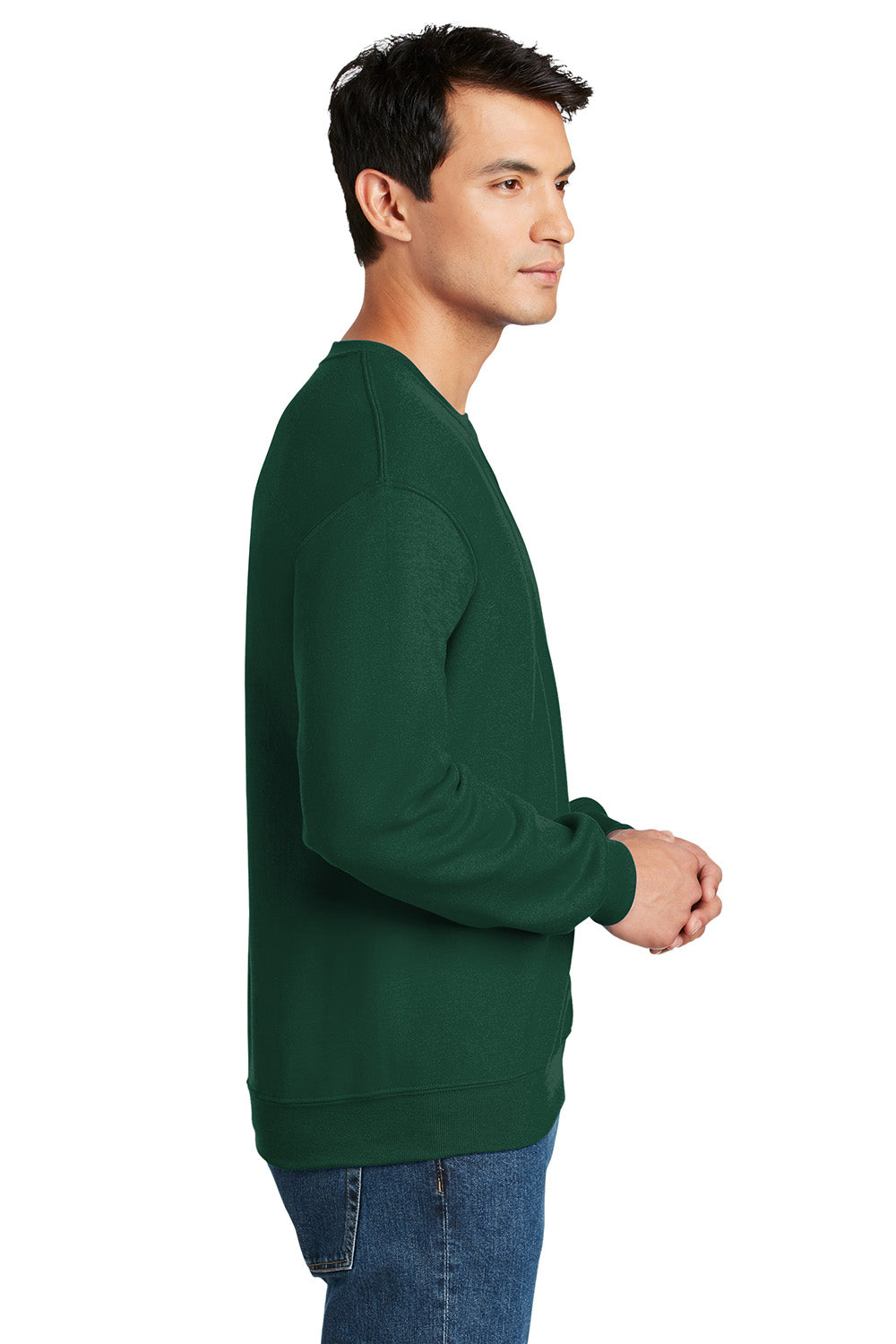 Gildan 12000/G120 Mens DryBlend Moisture Wicking Fleece Crewneck Sweatshirt Forest Green Model Side