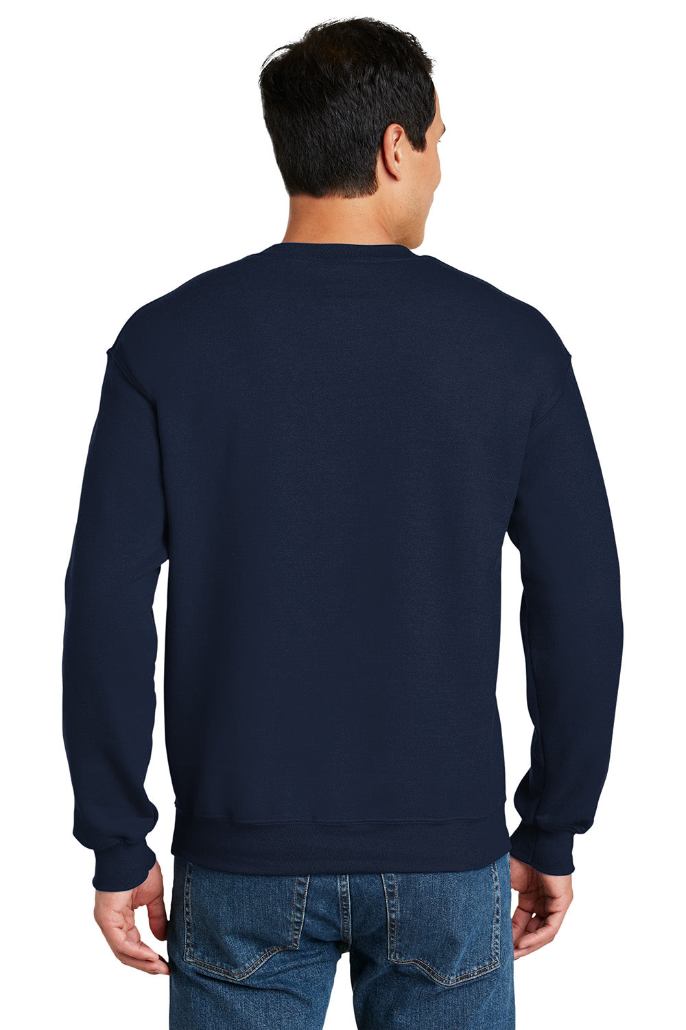 Gildan 12000/G120 Mens DryBlend Moisture Wicking Fleece Crewneck Sweatshirt Navy Blue Model Back