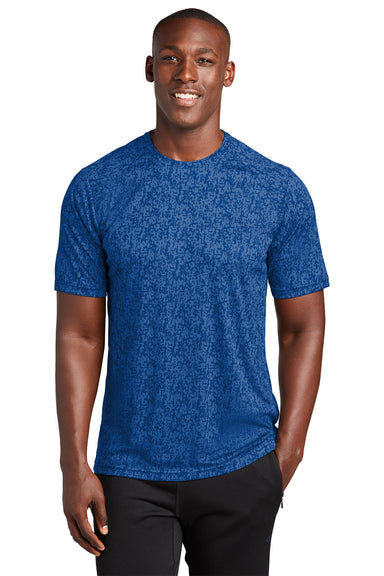 Sport-Tek ST460 Mens Digi Camo Moisture Wicking Short Sleeve Crewneck T-Shirt True Royal Blue Model Front