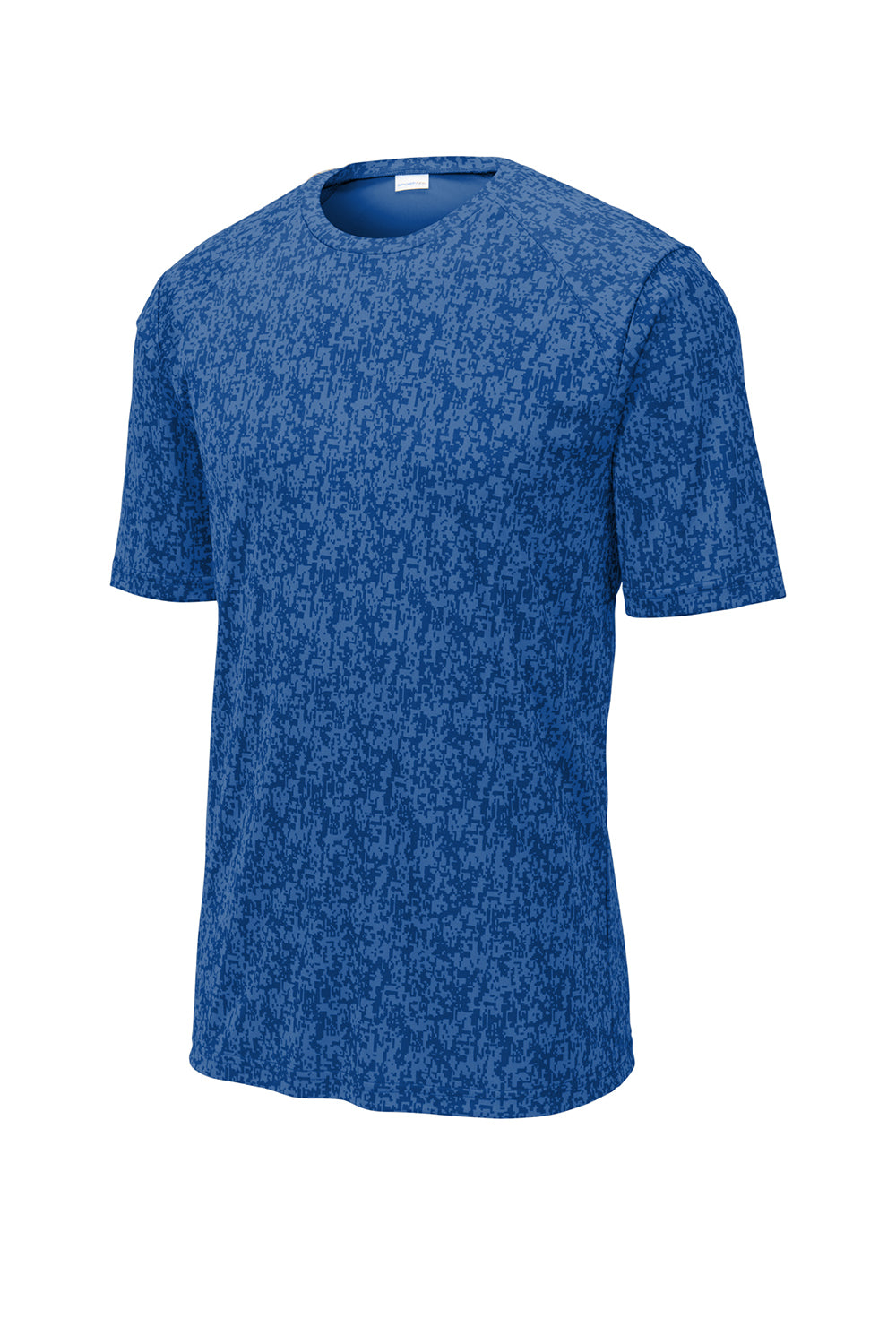 Sport-Tek ST460 Mens Digi Camo Moisture Wicking Short Sleeve Crewneck T-Shirt True Royal Blue Flat Front