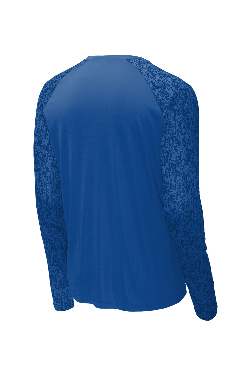 Sport-Tek ST460LS Mens Digi Camo Moisture Wicking Long Sleeve Crewneck T-Shirt True Royal Blue Flat Back