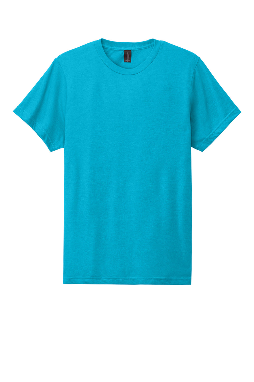 Gildan G670/67000 Mens Softstyle CVC Short Sleeve Crewneck T-Shirt Caribbean Blue Mist Flat Front