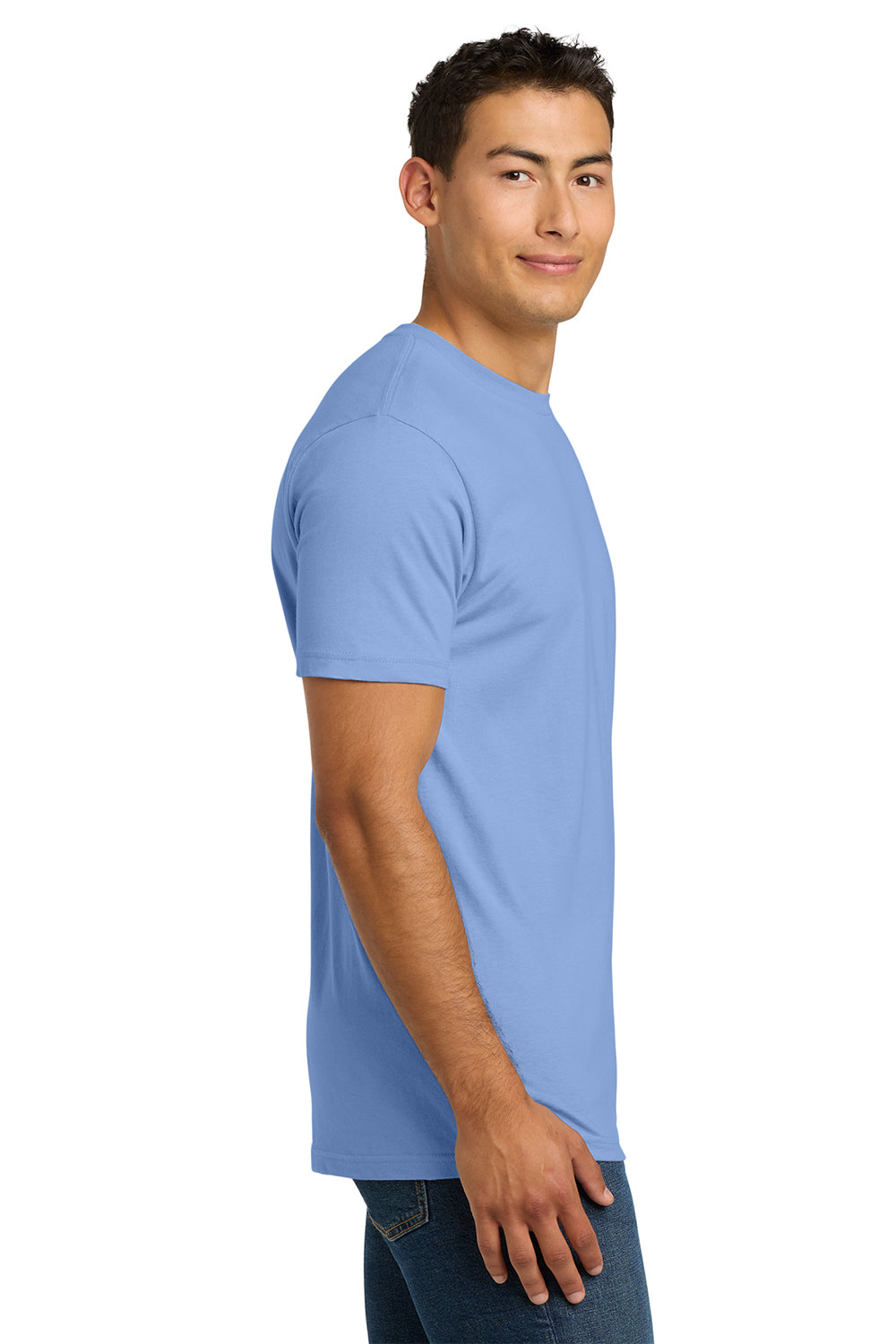 Next Level NL3600/3600 Mens Fine Jersey Short Sleeve Crewneck T-Shirt Peri Blue Model Side