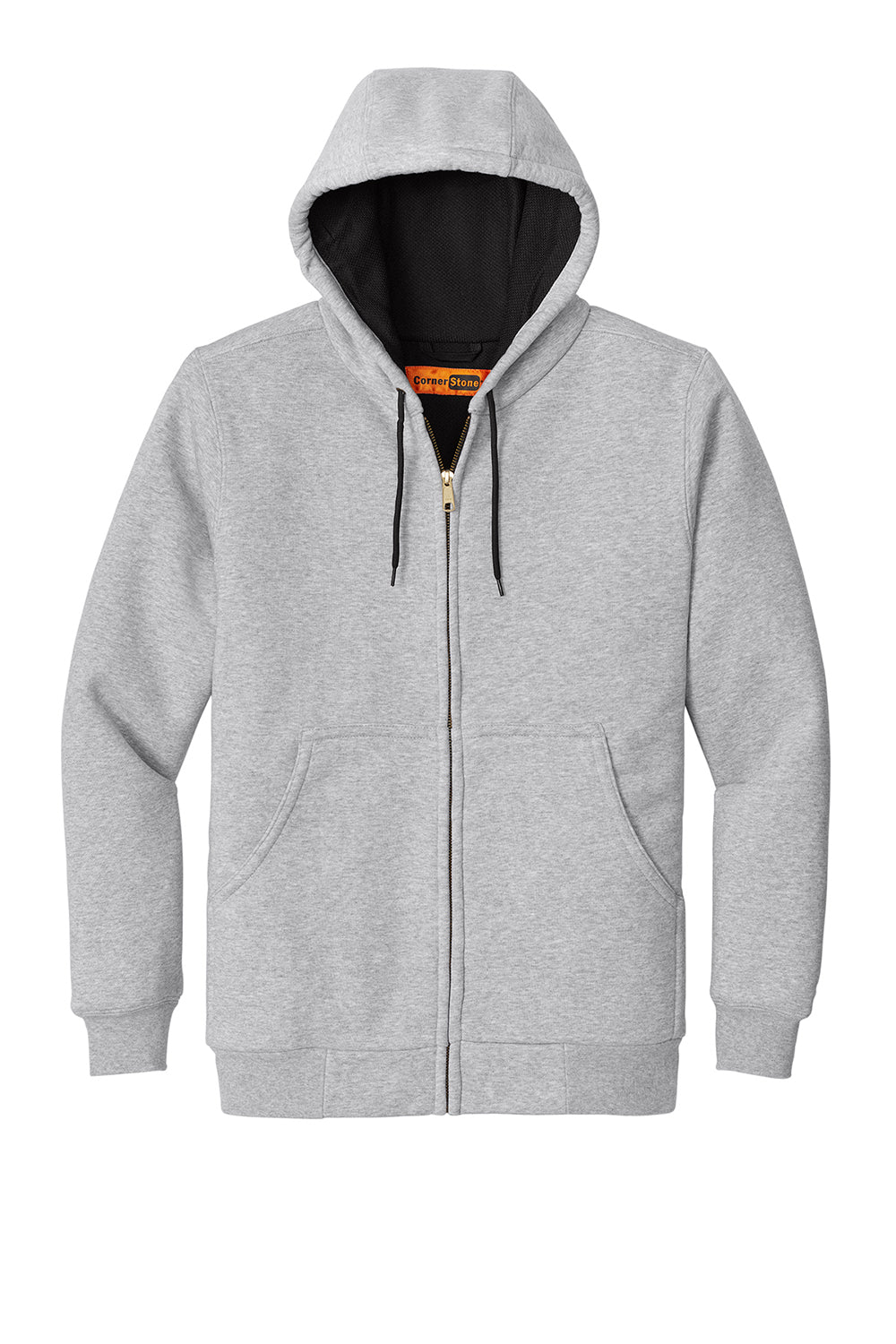 CornerStone CS620 Mens Full Zip Hooded Sweatshirt Hoodie Heather Grey Flat Front