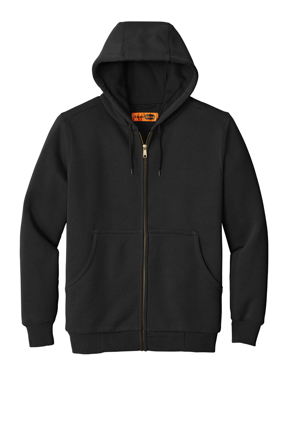 CornerStone CS620 Mens Full Zip Hooded Sweatshirt Hoodie Black Flat Front