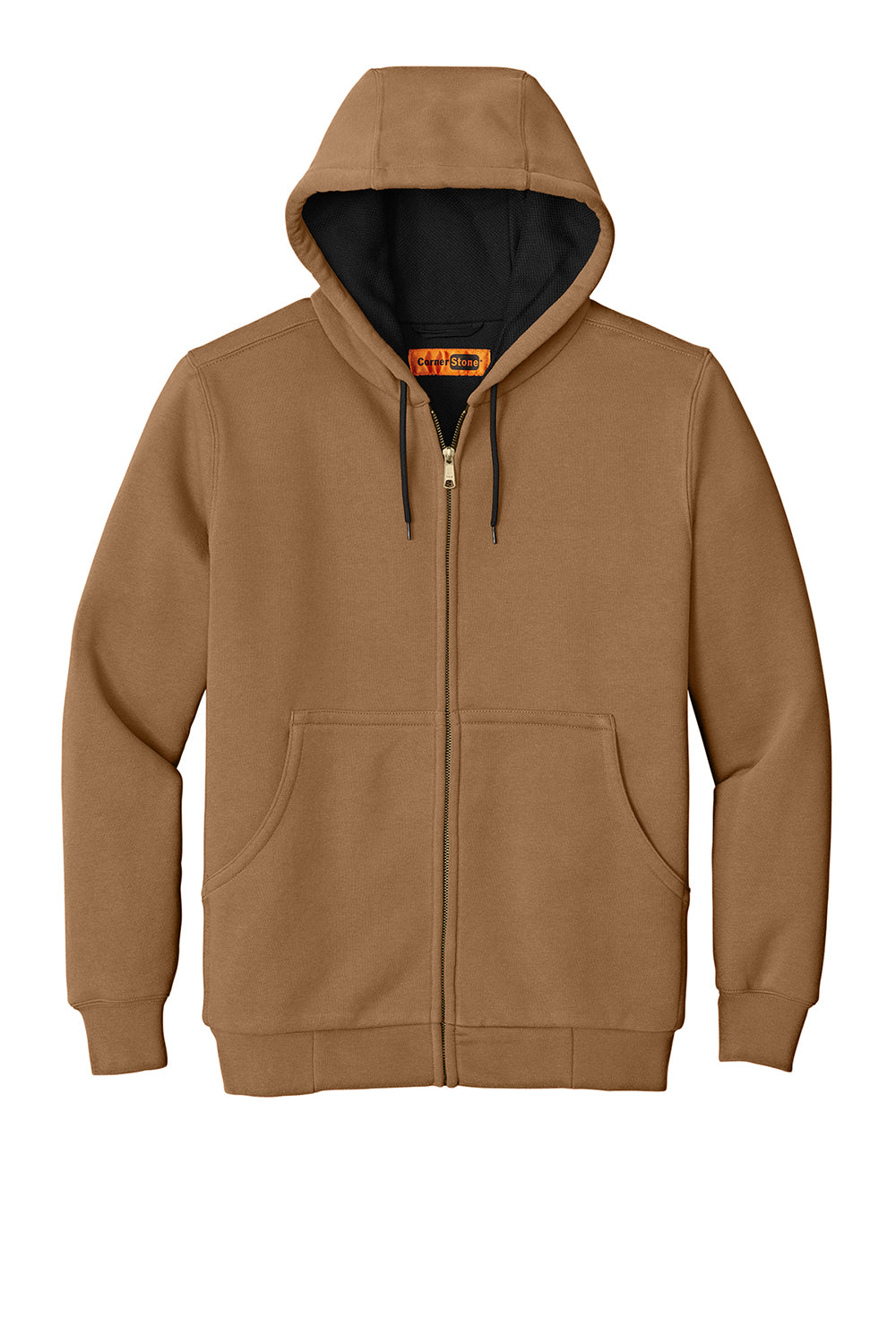 CornerStone CS620 Mens Full Zip Hooded Sweatshirt Hoodie Duck Brown Flat Front