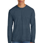 District Mens Perfect Weight Long Sleeve Crewneck T-Shirt - Heather Navy Blue