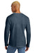 District DT105 Mens Perfect Weight Long Sleeve Crewneck T-Shirt Heather Navy Blue Model Back