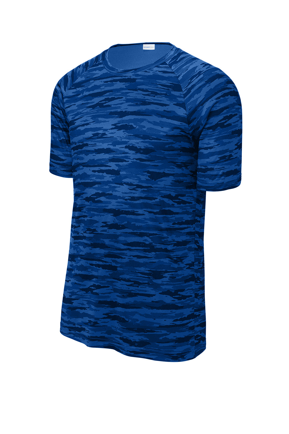 Sport-Tek ST375 Mens Drift Camo Moisture Wicking Short Sleeve Crewneck T-Shirt True Royal Blue Flat Front