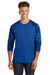 Sport-Tek ST376LS Mens Drift Camo Colorblock Moisture Wicking Long Sleeve Crewneck T-Shirt True Royal Blue Model Front