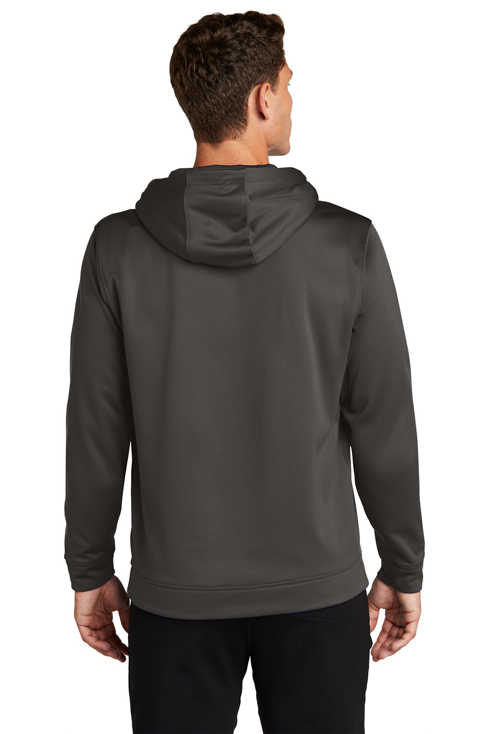 Sport-Tek F244 Mens Sport-Wick Moisture Wicking Fleece Hooded Sweatshirt Hoodie Iron Grey Model Back