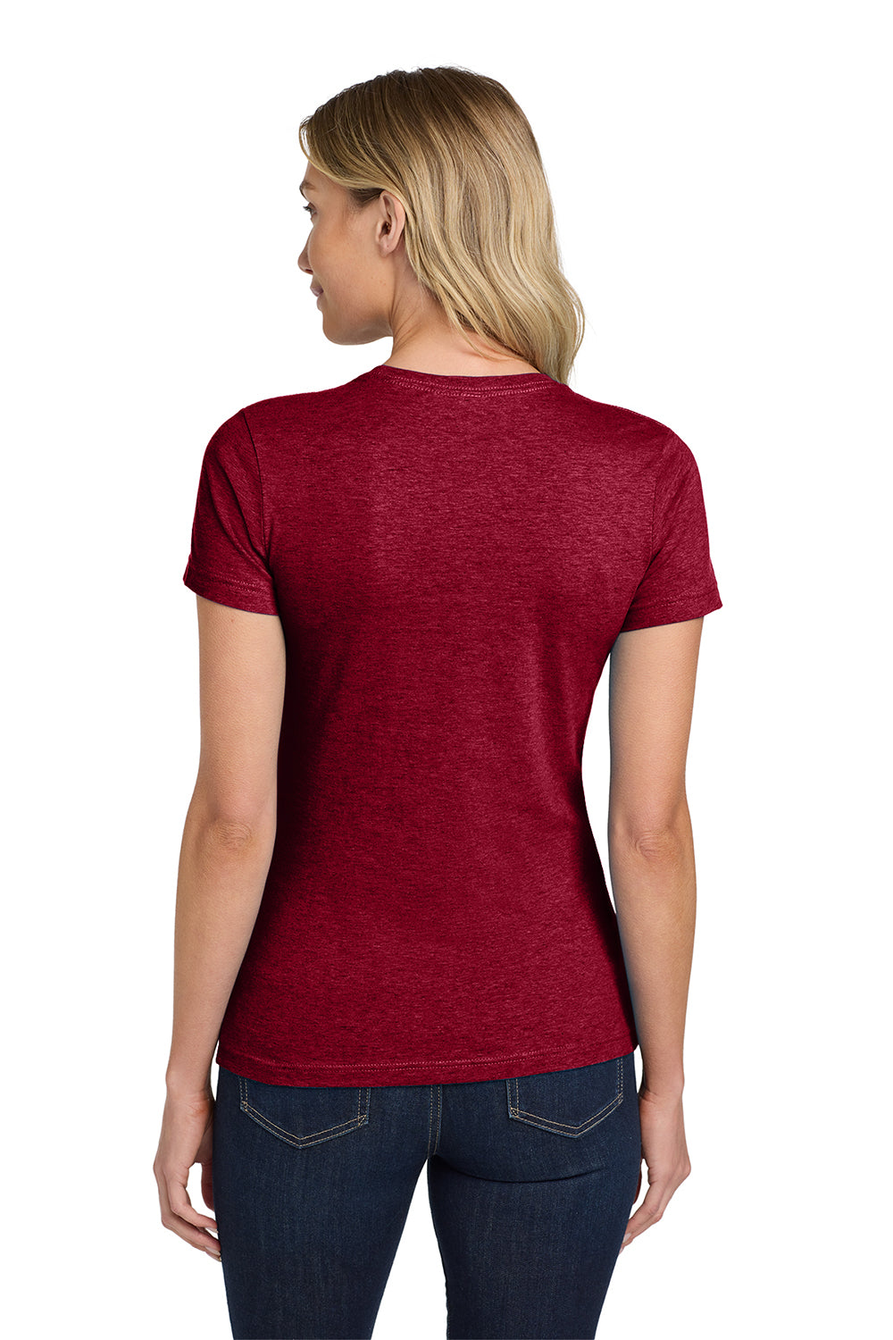 Gildan 64000L/G640L Womens Softstyle Short Sleeve Crewneck T-Shirt Antique Cherry Red Model Back