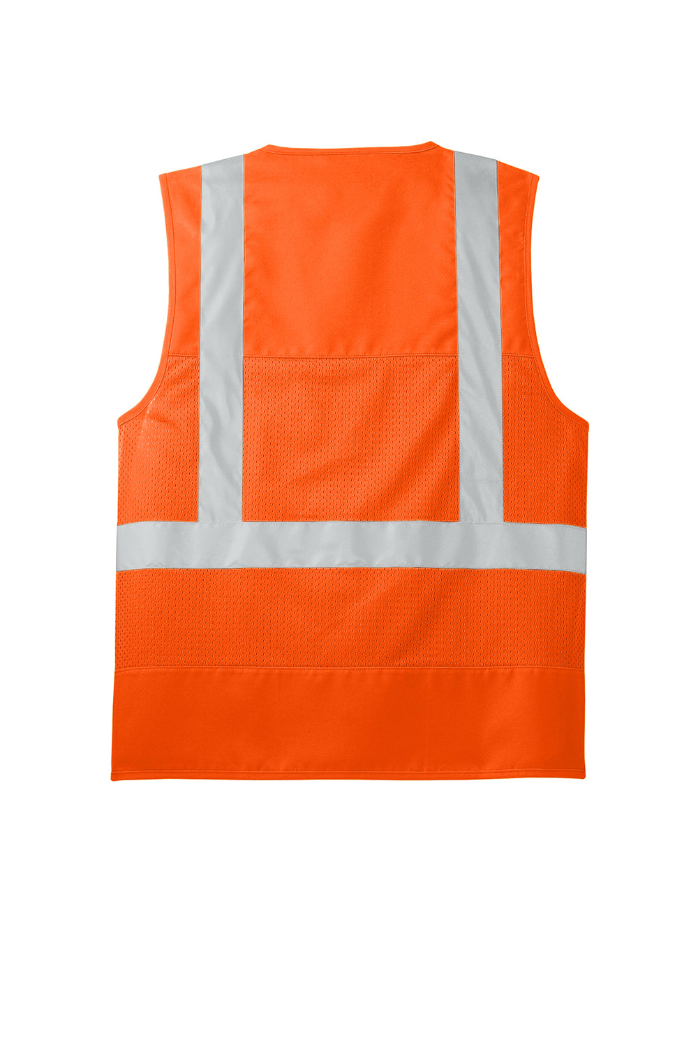 CornerStone CSV405 Mens ANSI 107 Class 2 Safety Full Zip Vest Safety Orange Flat Back