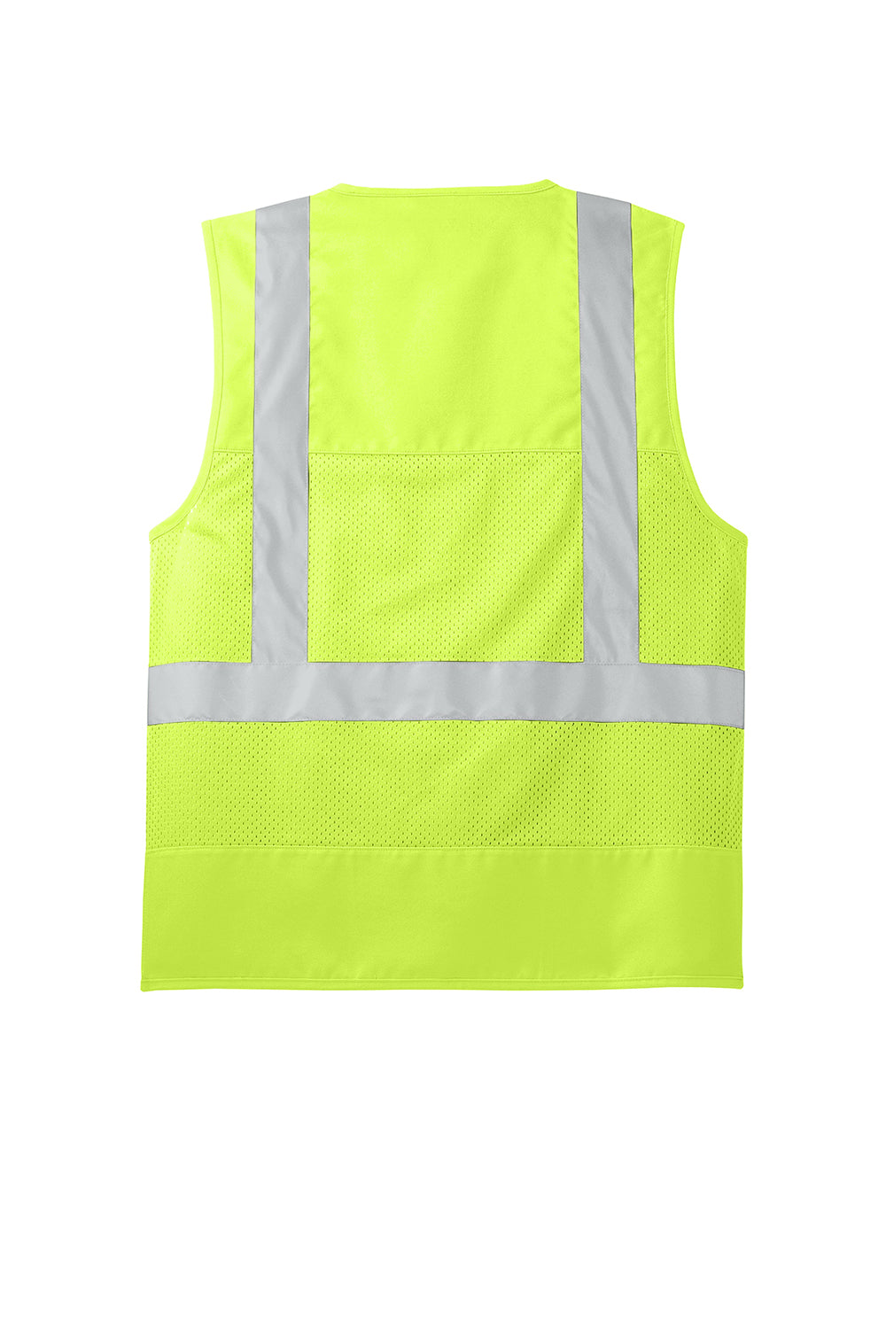 CornerStone CSV405 Mens ANSI 107 Class 2 Safety Full Zip Vest Safety Yellow Flat Back