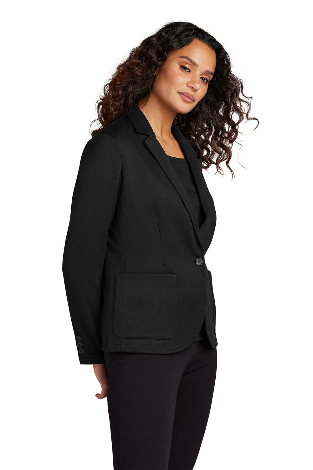 Mercer+Mettle MM3031 Womens Relaxed Knit Blazer Deep Black Model Side