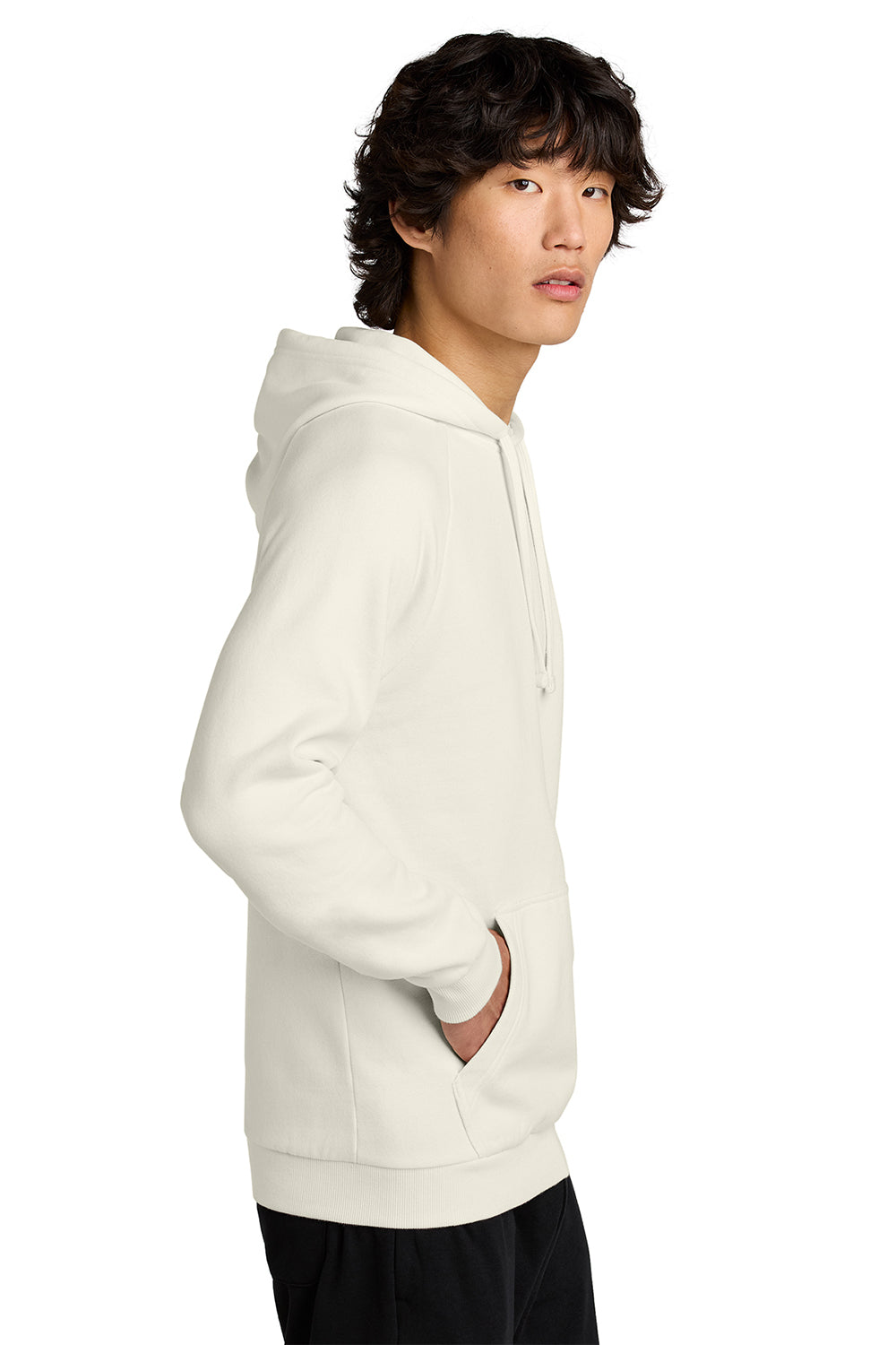 District DT7800 Mens Cloud Fleece Hooded Sweatshirt Hoodie Gardenia Model Side